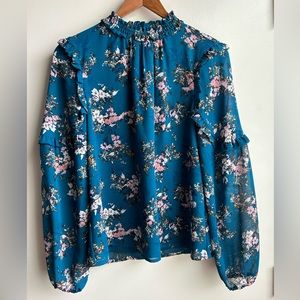 Blue floral blouse